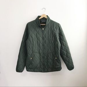 Eddie Bauer Green Quilted Puffer Jacket Coat L